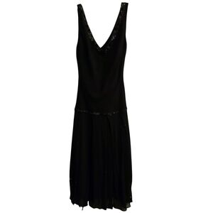 Nina Austin Elegant Black Flapper Gatsby Style Sequin Dress